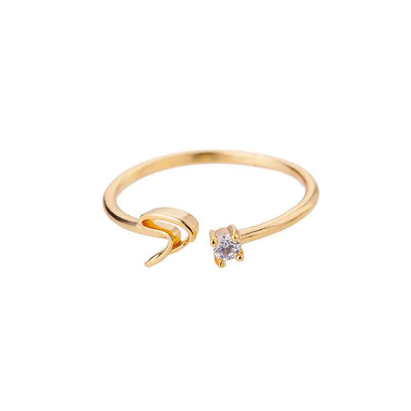 Personalised Initial Ring - Adjustable Sizes in Gold or Silver