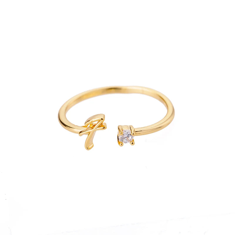 Personalised Initial Ring - Adjustable Sizes in Gold or Silver