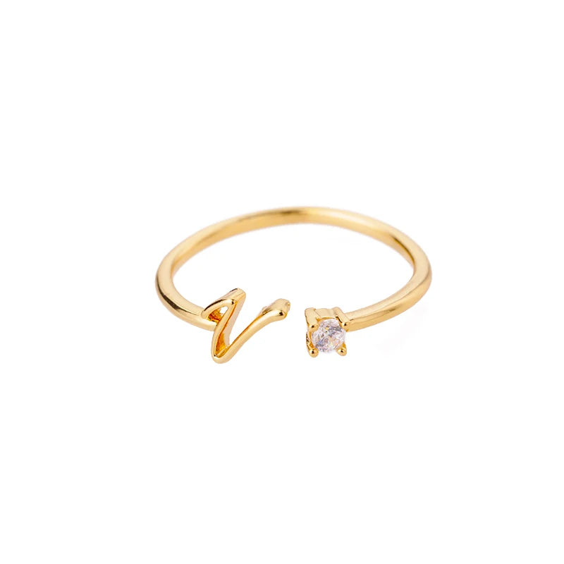 Personalised Initial Ring - Adjustable Sizes in Gold or Silver