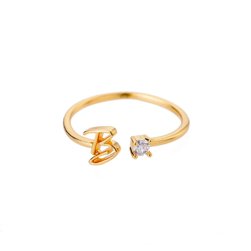 Personalised Initial Ring - Adjustable Sizes in Gold or Silver