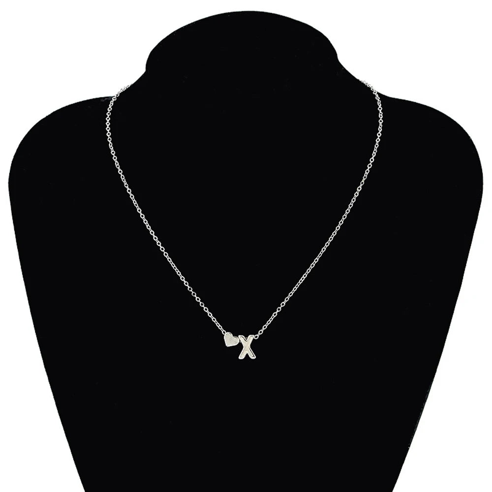 Personalised Initial Necklace - Dainty Heart Pendant in Gold or Silver