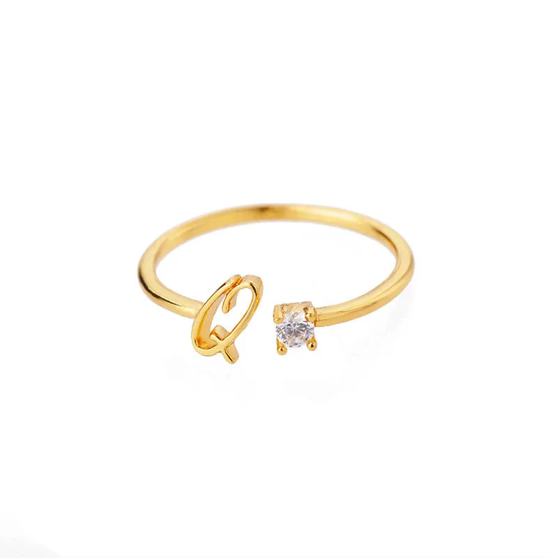 Personalised Initial Ring - Adjustable Sizes in Gold or Silver