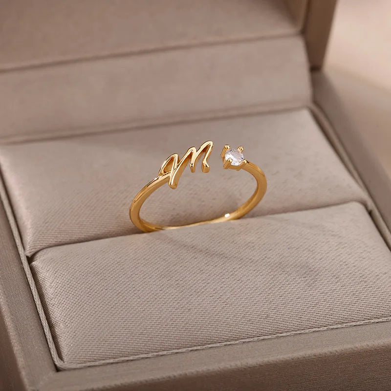 Personalised Initial Ring - Adjustable Sizes in Gold or Silver