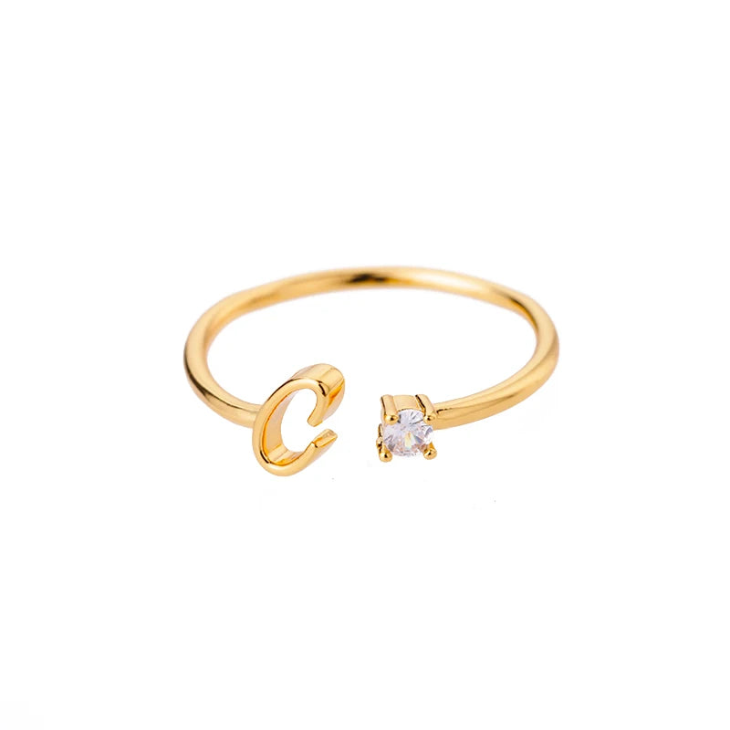 Personalised Initial Ring - Adjustable Sizes in Gold or Silver