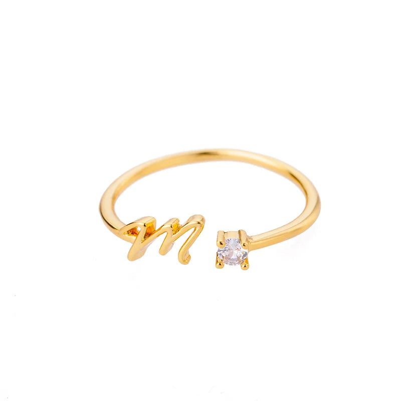 Personalised Initial Ring - Adjustable Sizes in Gold or Silver