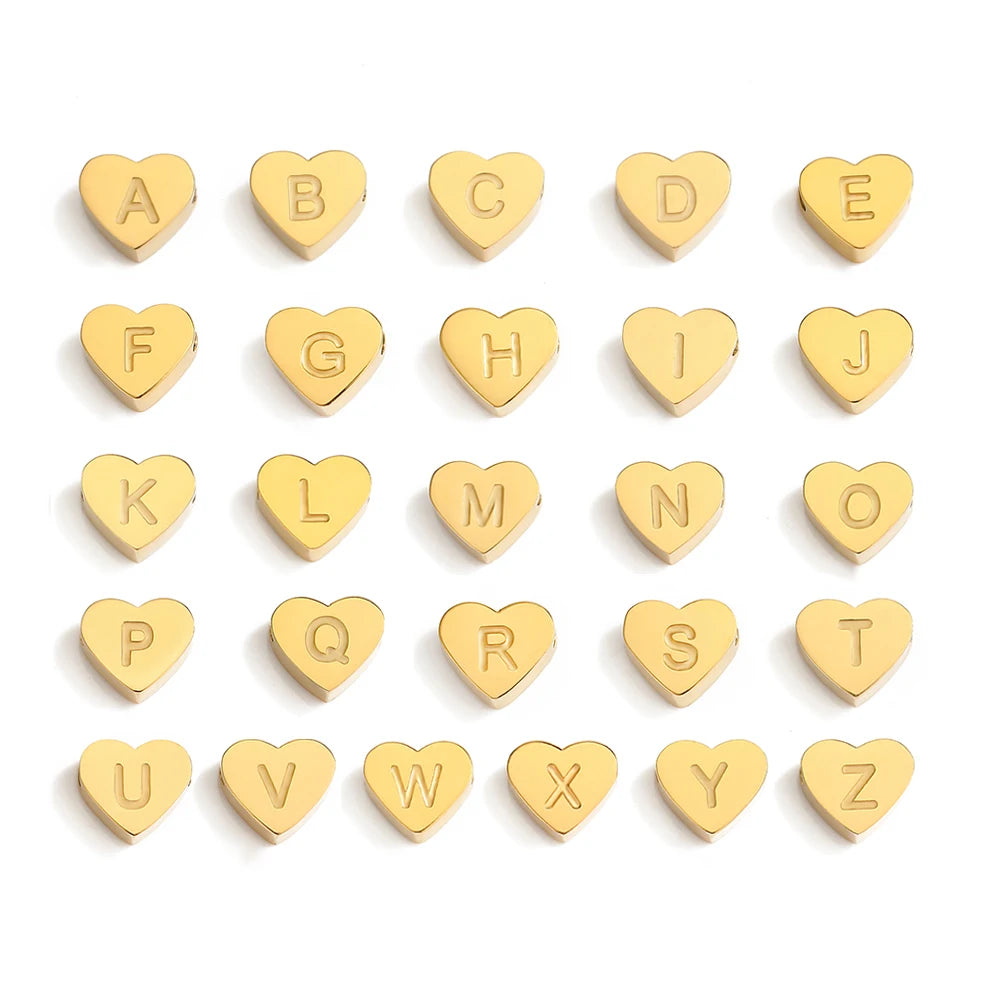 Personalised Initial Bracelet - Dainty Heart Pendant in Gold or Steel