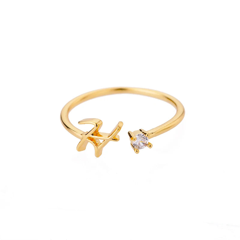 Personalised Initial Ring - Adjustable Sizes in Gold or Silver