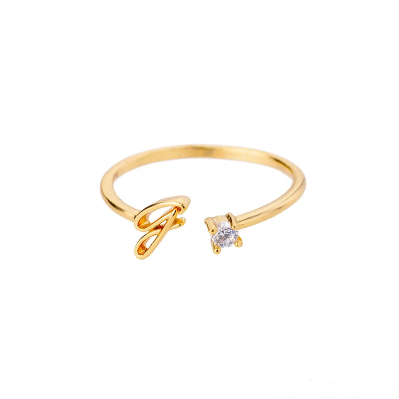 Personalised Initial Ring - Adjustable Sizes in Gold or Silver