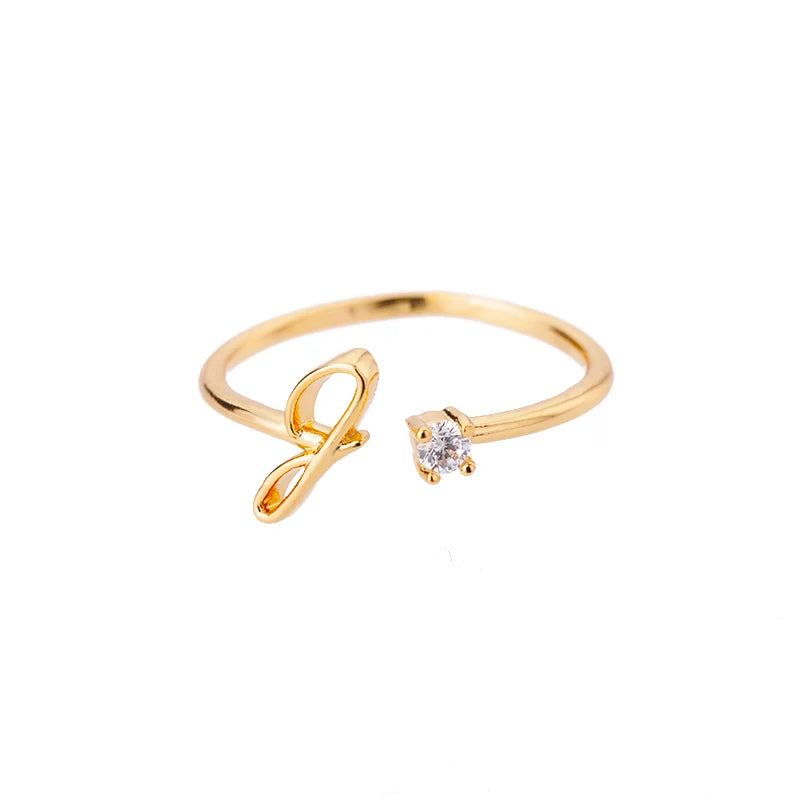 Personalised Initial Ring - Adjustable Sizes in Gold or Silver