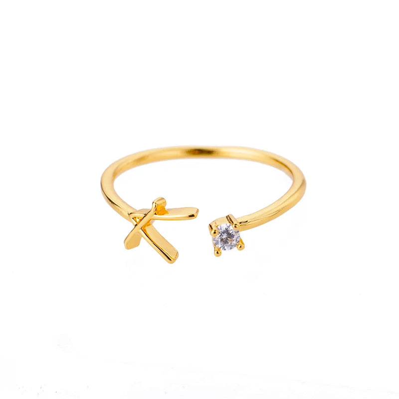 Personalised Initial Ring - Adjustable Sizes in Gold or Silver