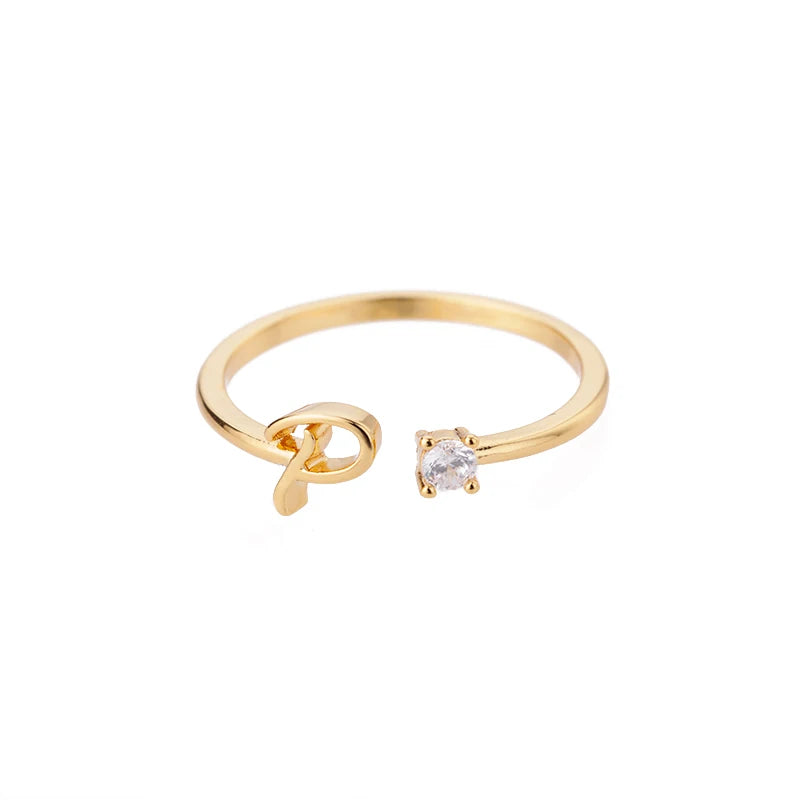 Personalised Initial Ring - Adjustable Sizes in Gold or Silver