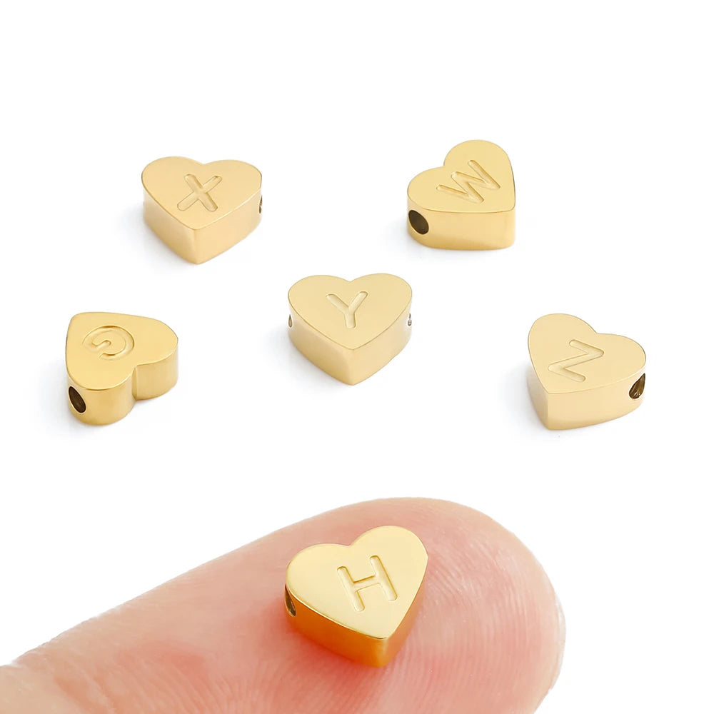 Personalised Initial Bracelet - Dainty Heart Pendant in Gold or Steel