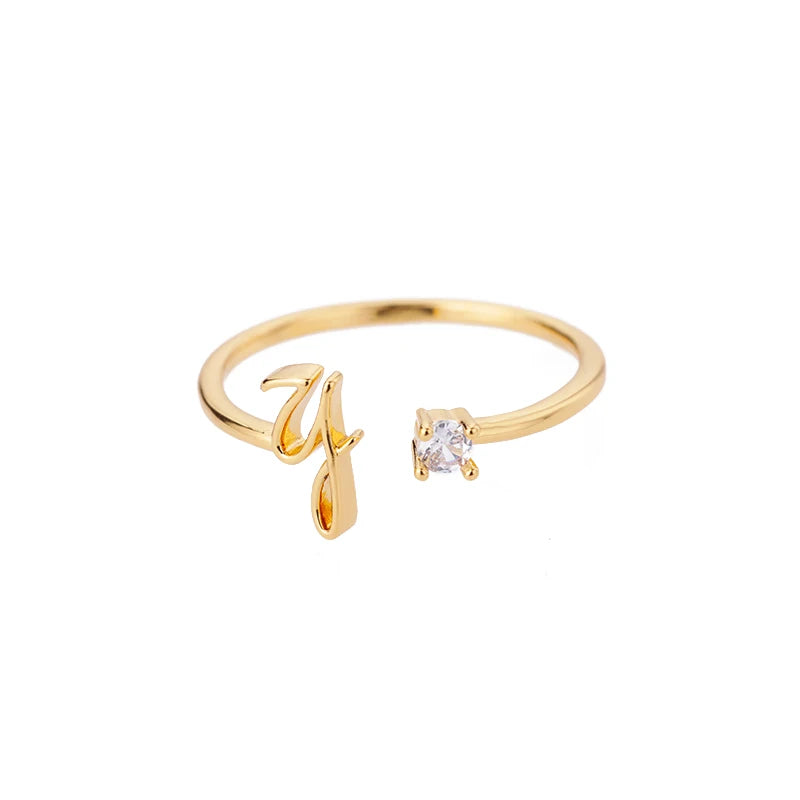 Personalised Initial Ring - Adjustable Sizes in Gold or Silver