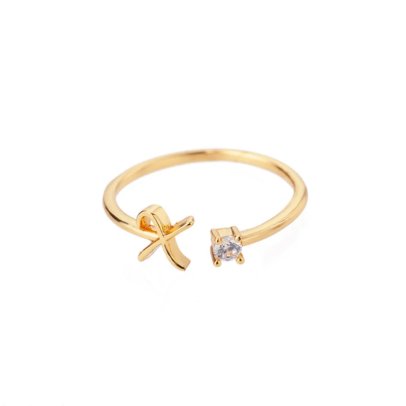 Personalised Initial Ring - Adjustable Sizes in Gold or Silver
