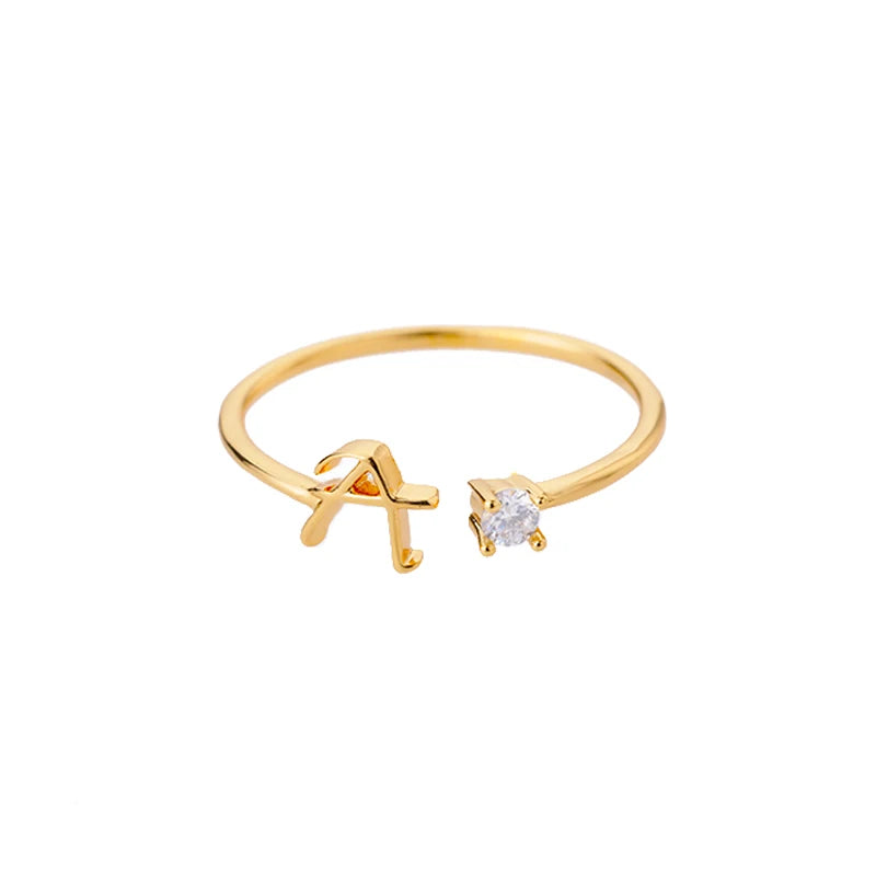 Personalised Initial Ring - Adjustable Sizes in Gold or Silver