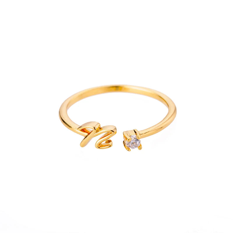 Personalised Initial Ring - Adjustable Sizes in Gold or Silver