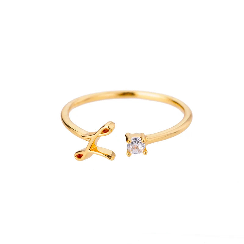 Personalised Initial Ring - Adjustable Sizes in Gold or Silver