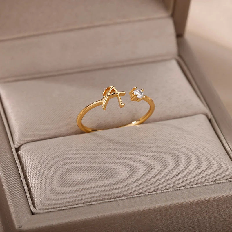 Personalised Initial Ring - Adjustable Sizes in Gold or Silver