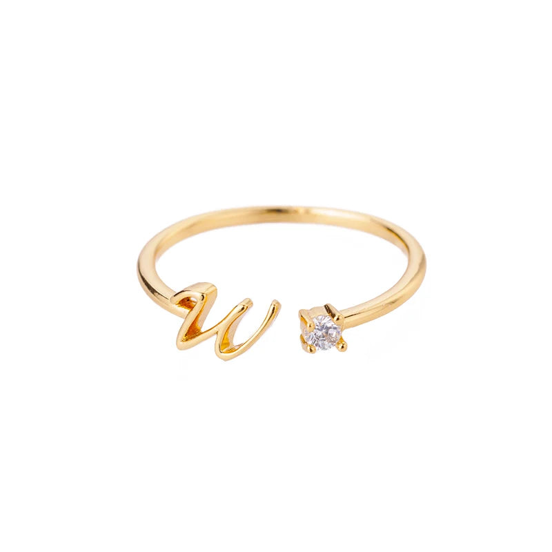 Personalised Initial Ring - Adjustable Sizes in Gold or Silver