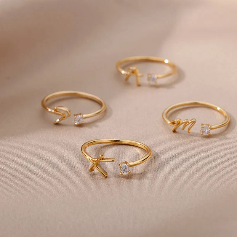 Personalised Initial Ring - Adjustable Sizes in Gold or Silver