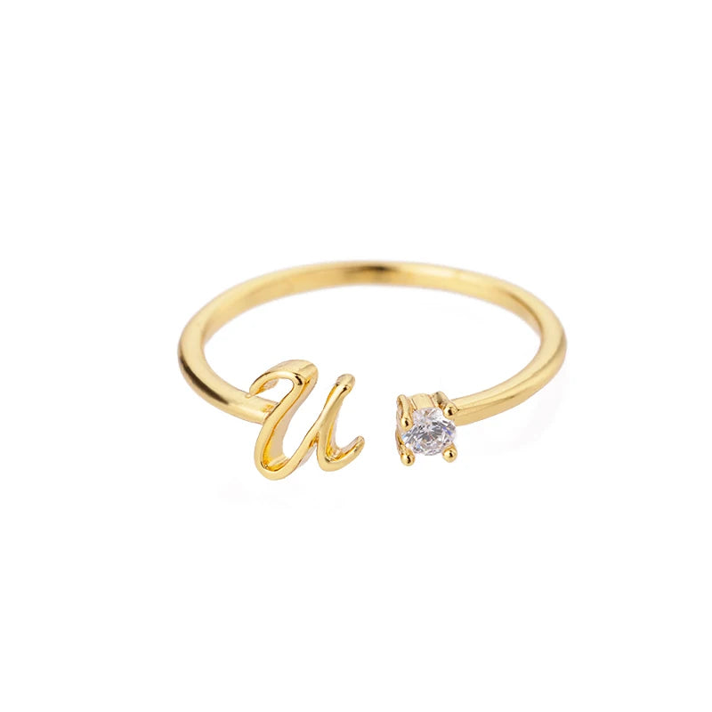 Personalised Initial Ring - Adjustable Sizes in Gold or Silver