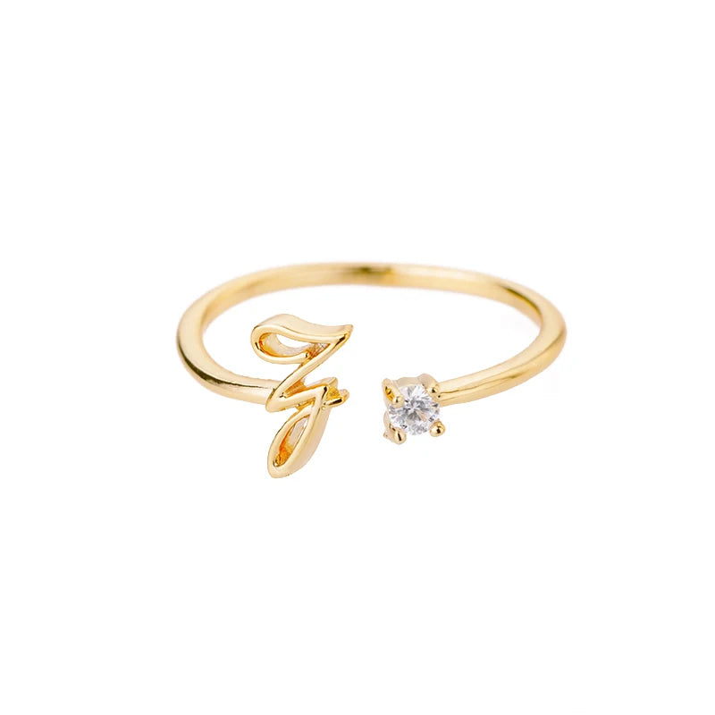 Personalised Initial Ring - Adjustable Sizes in Gold or Silver