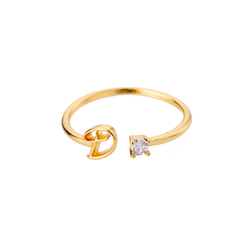Personalised Initial Ring - Adjustable Sizes in Gold or Silver